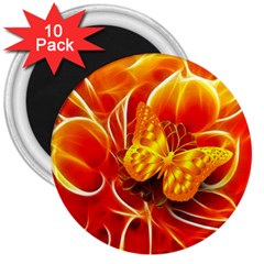 Arrangement Butterfly Aesthetics Orange Background 3  Magnets (10 Pack)  by Celenk