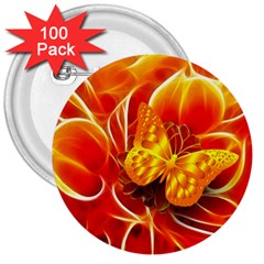 Arrangement Butterfly Aesthetics Orange Background 3  Buttons (100 pack) 