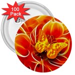 Arrangement Butterfly Aesthetics Orange Background 3  Buttons (100 pack)  Front