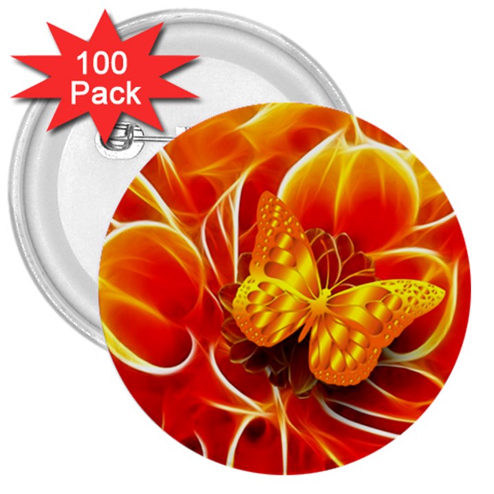 Arrangement Butterfly Aesthetics Orange Background 3  Buttons (100 pack) 