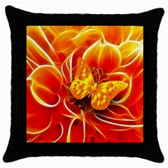 Arrangement Butterfly Aesthetics Orange Background Throw Pillow Case (black) by Celenk