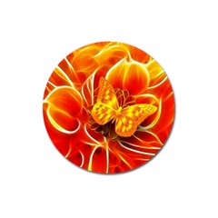 Arrangement Butterfly Aesthetics Orange Background Magnet 3  (Round)