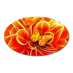 Arrangement Butterfly Aesthetics Orange Background Oval Magnet by Celenk