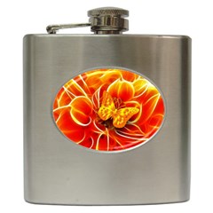 Arrangement Butterfly Aesthetics Orange Background Hip Flask (6 Oz) by Celenk