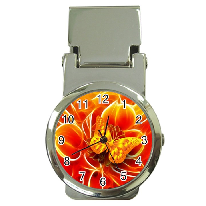 Arrangement Butterfly Aesthetics Orange Background Money Clip Watches