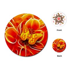 Arrangement Butterfly Aesthetics Orange Background Playing Cards (Round) 