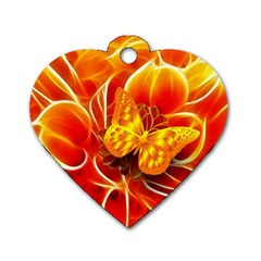 Arrangement Butterfly Aesthetics Orange Background Dog Tag Heart (One Side)