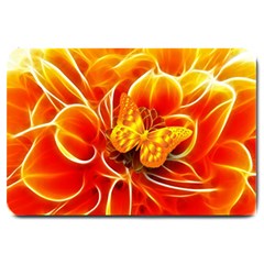 Arrangement Butterfly Aesthetics Orange Background Large Doormat 