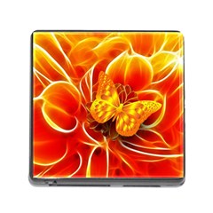 Arrangement Butterfly Aesthetics Orange Background Memory Card Reader (Square)