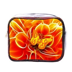 Arrangement Butterfly Aesthetics Orange Background Mini Toiletries Bags by Celenk