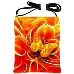 Arrangement Butterfly Aesthetics Orange Background Shoulder Sling Bags