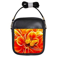 Arrangement Butterfly Aesthetics Orange Background Girls Sling Bags