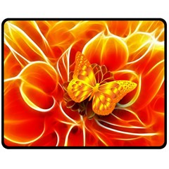 Arrangement Butterfly Aesthetics Orange Background Fleece Blanket (Medium) 