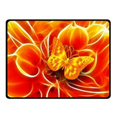 Arrangement Butterfly Aesthetics Orange Background Fleece Blanket (Small)