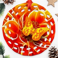 Arrangement Butterfly Aesthetics Orange Background Ornament (Round Filigree)