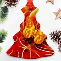 Arrangement Butterfly Aesthetics Orange Background Christmas Tree Ornament (Two Sides)