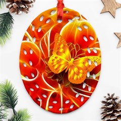 Arrangement Butterfly Aesthetics Orange Background Ornament (Oval Filigree)