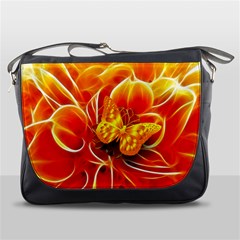 Arrangement Butterfly Aesthetics Orange Background Messenger Bags