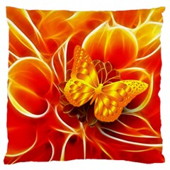 Arrangement Butterfly Aesthetics Orange Background Large Cushion Case (one Side) by Celenk