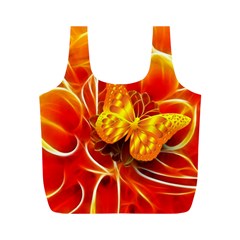 Arrangement Butterfly Aesthetics Orange Background Full Print Recycle Bags (M) 