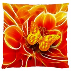 Arrangement Butterfly Aesthetics Orange Background Large Flano Cushion Case (One Side)