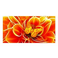 Arrangement Butterfly Aesthetics Orange Background Satin Shawl