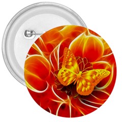 Arrangement Butterfly Aesthetics Orange Background 3  Buttons by Celenk