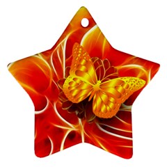 Arrangement Butterfly Aesthetics Orange Background Ornament (star) by Celenk