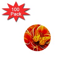 Arrangement Butterfly Aesthetics Orange Background 1  Mini Buttons (100 Pack)  by Celenk