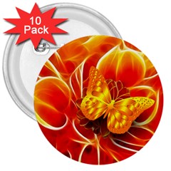 Arrangement Butterfly Aesthetics Orange Background 3  Buttons (10 Pack)  by Celenk