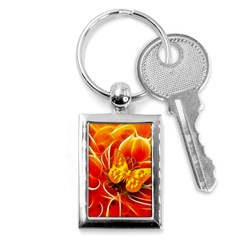 Arrangement Butterfly Aesthetics Orange Background Key Chains (rectangle)  by Celenk