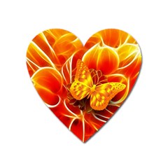 Arrangement Butterfly Aesthetics Orange Background Heart Magnet by Celenk