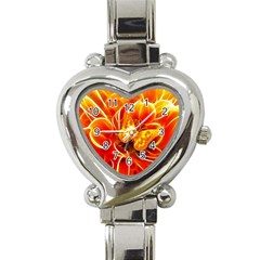 Arrangement Butterfly Aesthetics Orange Background Heart Italian Charm Watch by Celenk