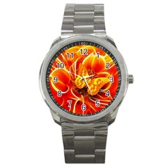 Arrangement Butterfly Aesthetics Orange Background Sport Metal Watch by Celenk