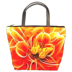 Arrangement Butterfly Aesthetics Orange Background Bucket Bags by Celenk