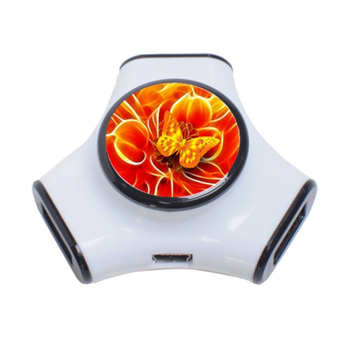 Arrangement Butterfly Aesthetics Orange Background 3-Port USB Hub