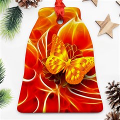 Arrangement Butterfly Aesthetics Orange Background Bell Ornament (two Sides) by Celenk