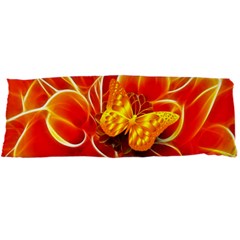 Arrangement Butterfly Aesthetics Orange Background Body Pillow Case Dakimakura (two Sides) by Celenk