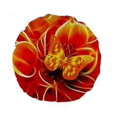 Arrangement Butterfly Aesthetics Orange Background Standard 15  Premium Round Cushions by Celenk