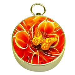 Arrangement Butterfly Aesthetics Orange Background Gold Compasses by Celenk