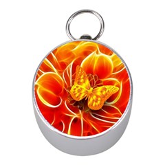 Arrangement Butterfly Aesthetics Orange Background Mini Silver Compasses by Celenk