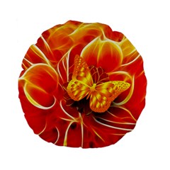 Arrangement Butterfly Aesthetics Orange Background Standard 15  Premium Flano Round Cushions by Celenk