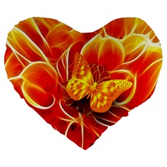 Arrangement Butterfly Aesthetics Orange Background Large 19  Premium Flano Heart Shape Cushions by Celenk