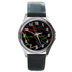 Arrows Direction Opposed To Next Round Metal Watch by Celenk