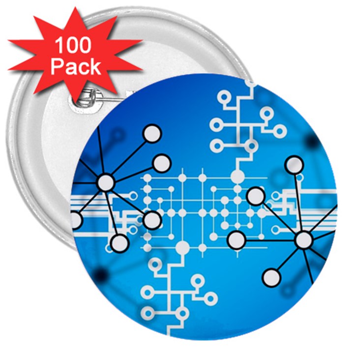 Block Chain Data Records Concept 3  Buttons (100 pack) 