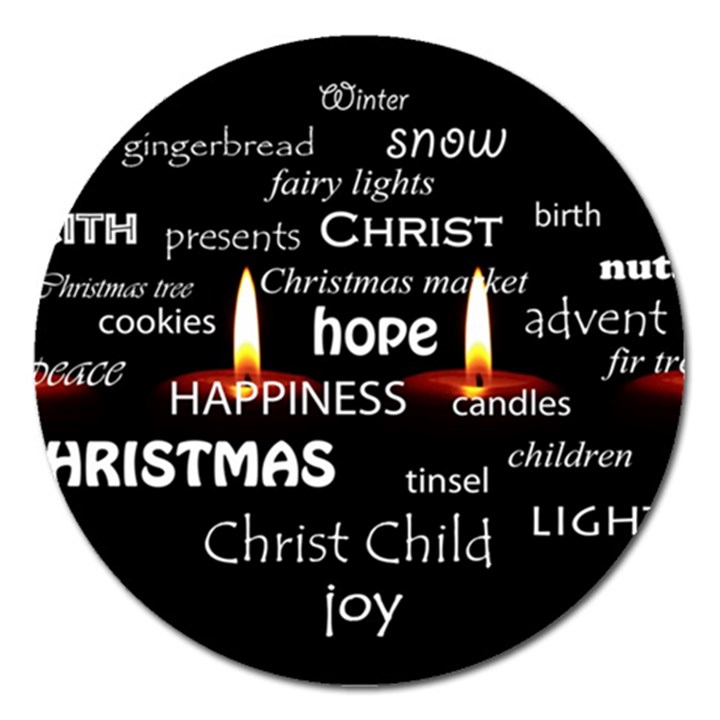 Candles Christmas Advent Light Magnet 5  (Round)