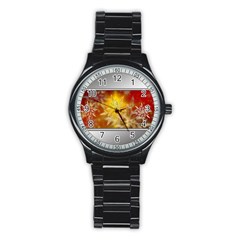 Christmas Candles Christmas Card Stainless Steel Round Watch by Celenk