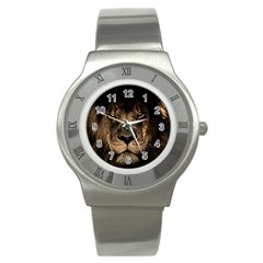 African Lion Mane Close Eyes Stainless Steel Watch by Celenk