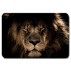 African Lion Mane Close Eyes Large Doormat  by Celenk