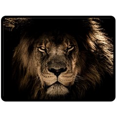 African Lion Mane Close Eyes Fleece Blanket (large) 